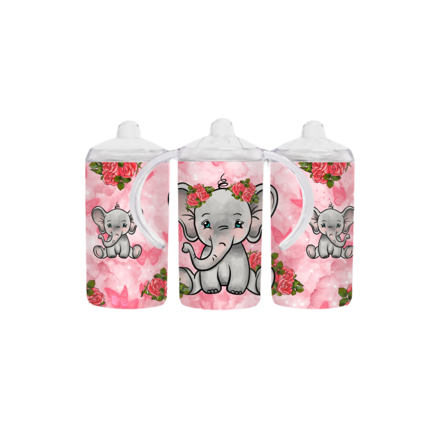 Elephant 12oz toddler sippy cup with 2 lids