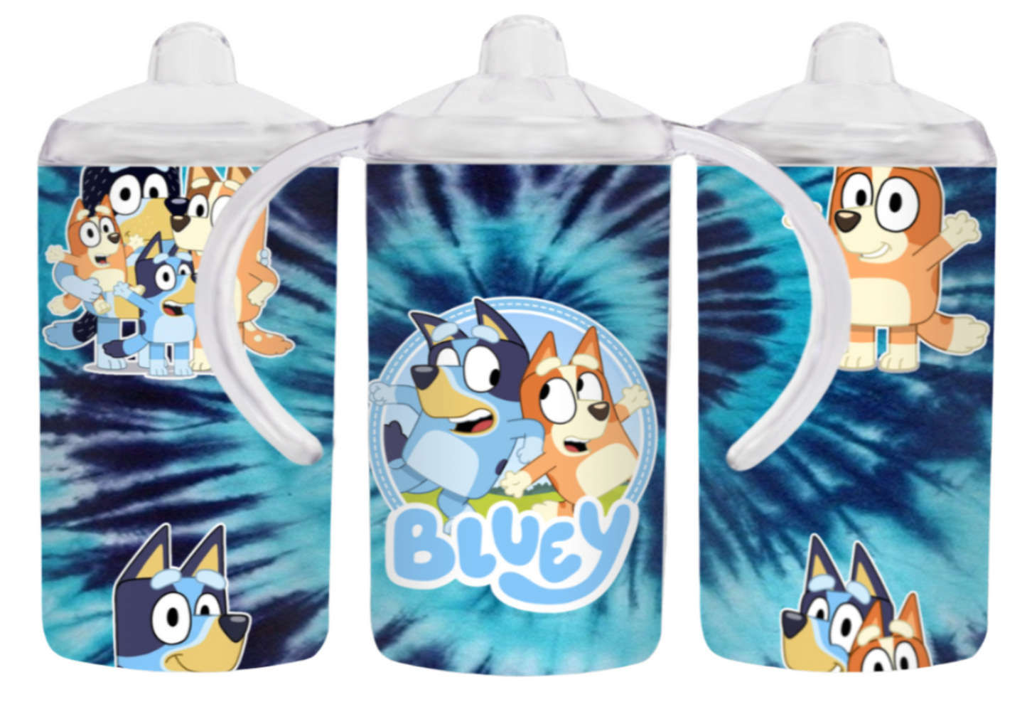 Bluey 12oz toddler sippy cup with 2 lids