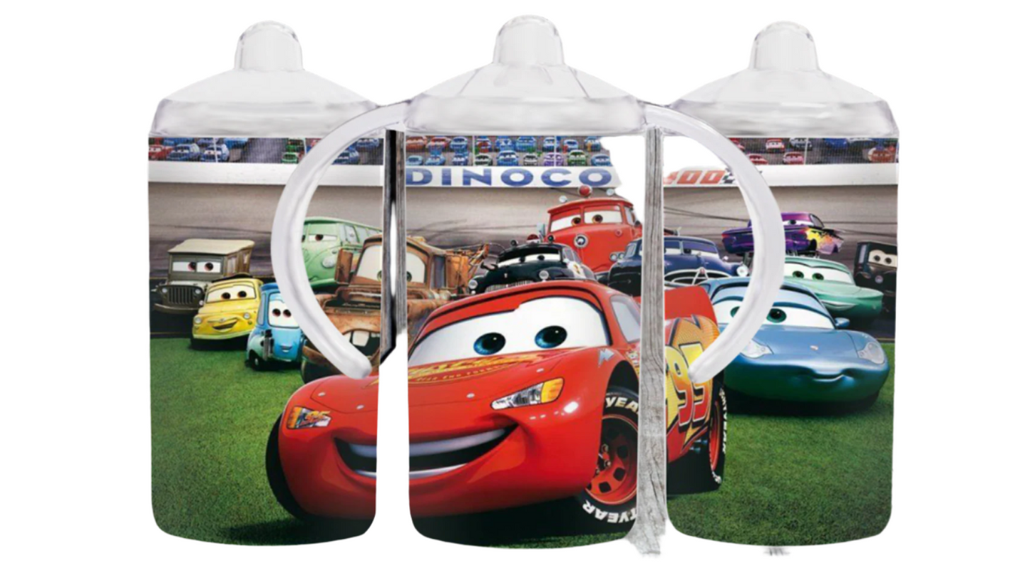 Car 12oz toddler sippy cup with 2 lids