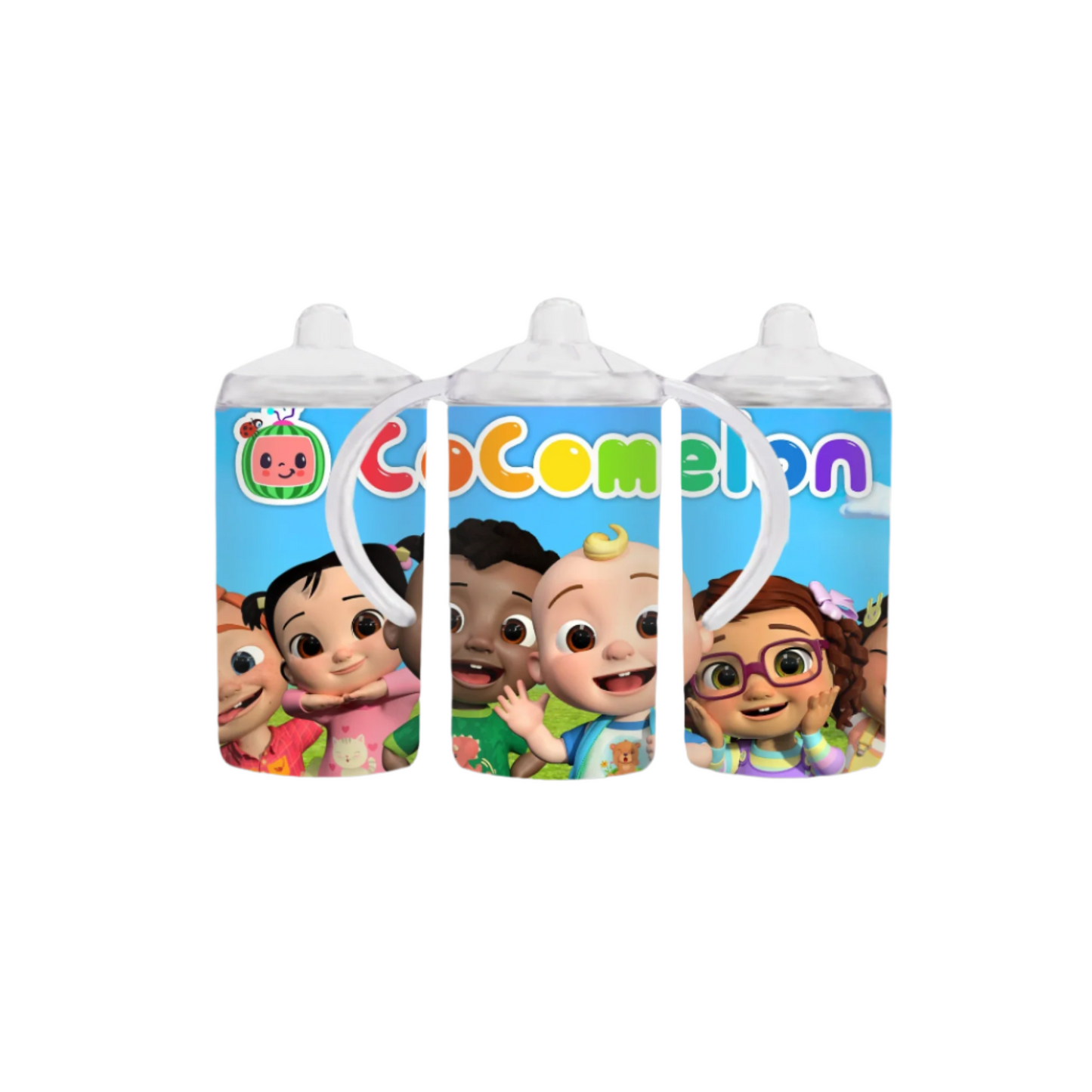 Coco Melon 12oz toddler sippy cup with 2 lids