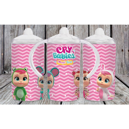 Cry Babies 12oz toddler sippy cup with 2 lids