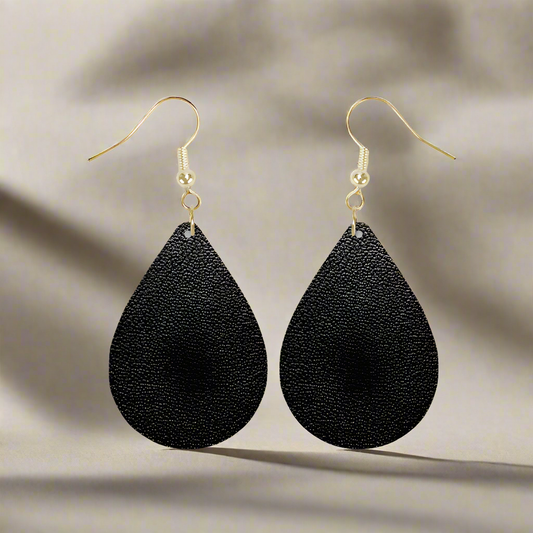 Black Leather Print Earring