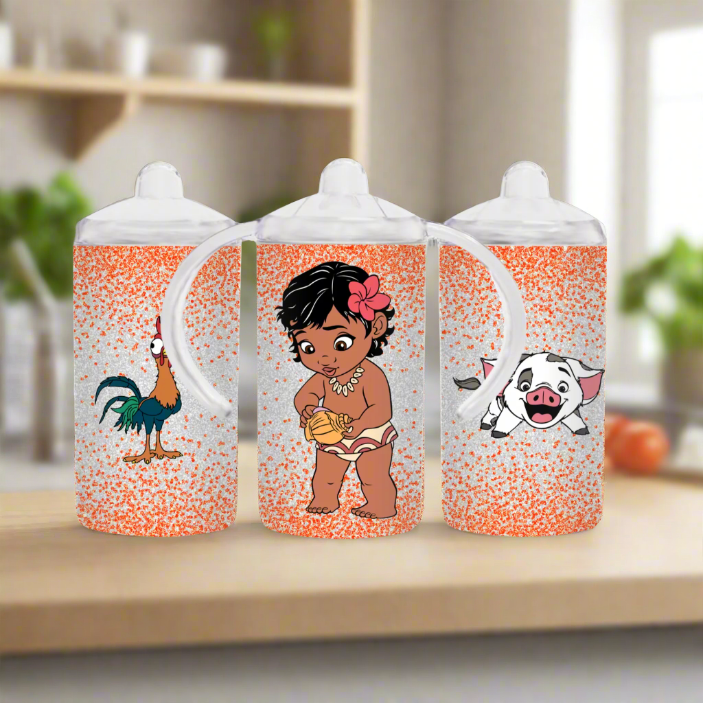 Moana 12oz toddler sippy cup with 2 lids