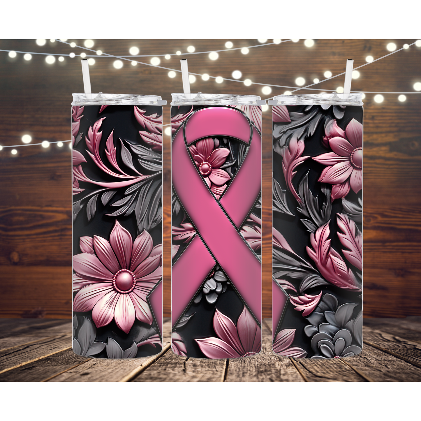 Flower Breast Cancer Awareness 20oz Tumbler